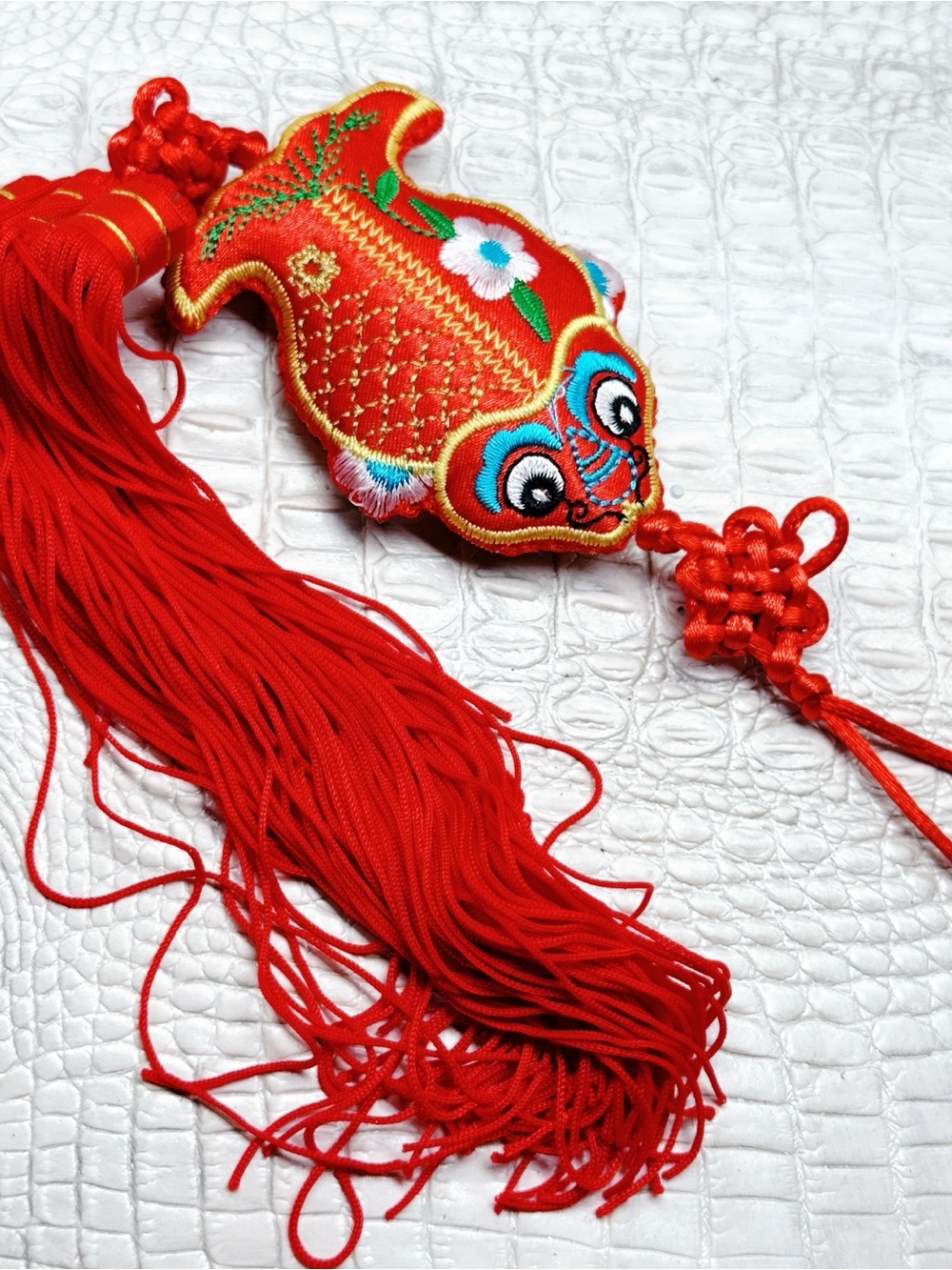 1362mc. Red Satin Fish Ornament
